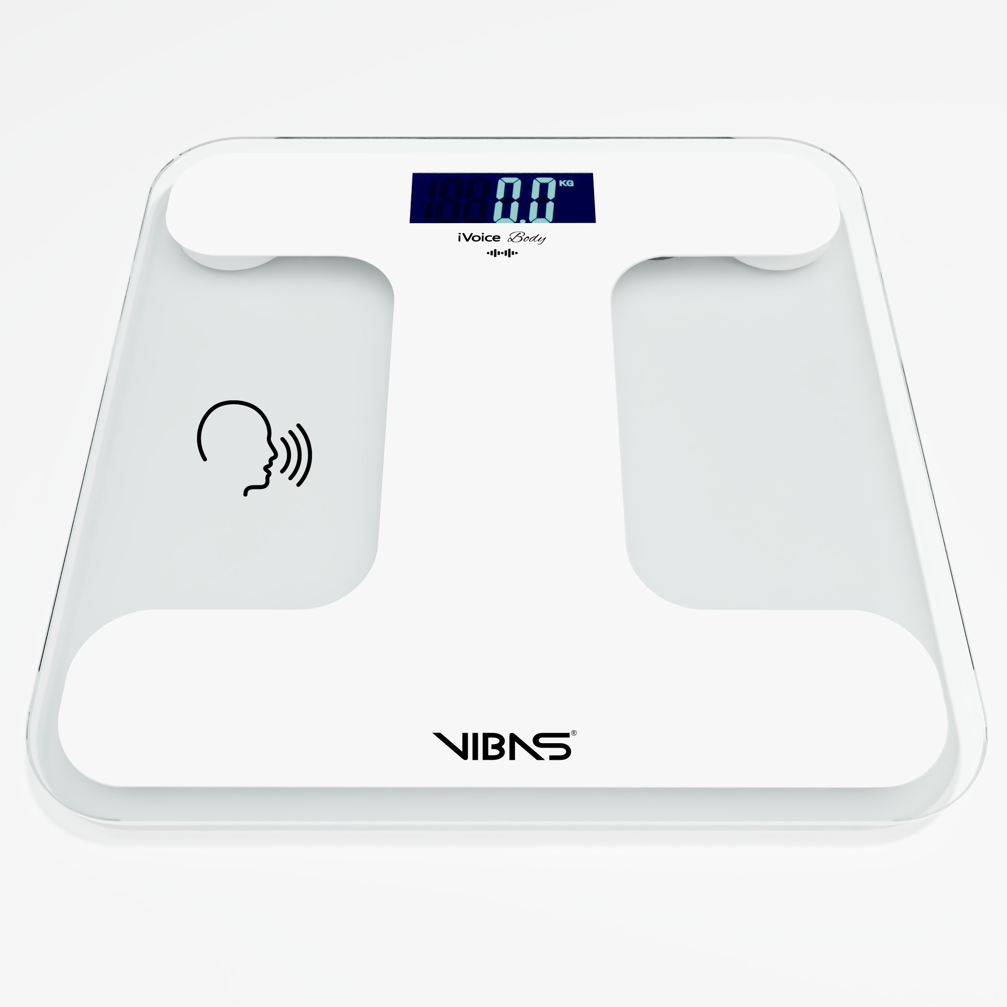 Bilancia Pesapersone Parlante VIBAS iVoice Body, per Non Vedenti o Anziani, Parla 5 Lingue, Voce Chiara, con Ausili Sonori per orientarsi, Ripetizione del Peso, Volume regolabile, Batterie Incluse, Garanzia 2 anni (Bianca)