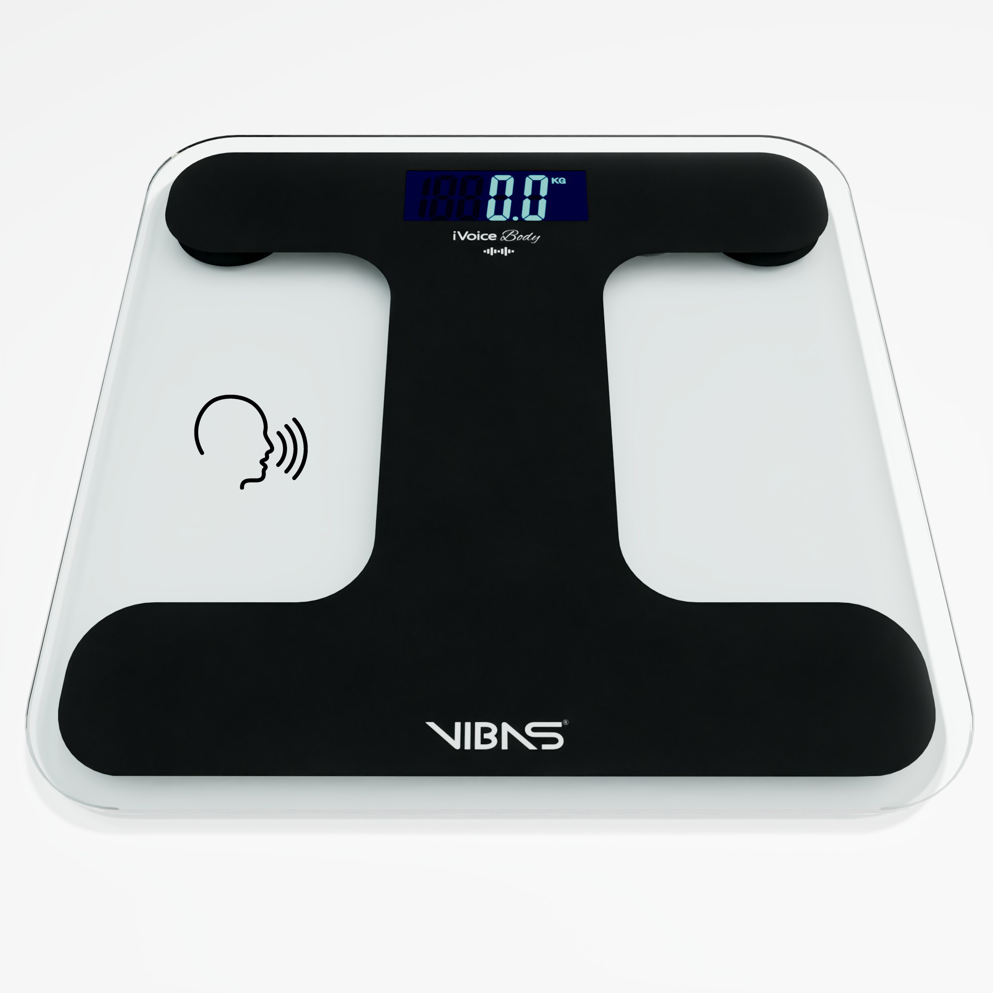 Bilancia Pesapersone Parlante VIBAS iVoice Body, per Non Vedenti o Anziani, Parla 5 Lingue, Voce Chiara, con Ausili Sonori per orientarsi, Ripetizione del Peso, Volume regolabile, Batterie Incluse, Garanzia 2 anni (Nera)